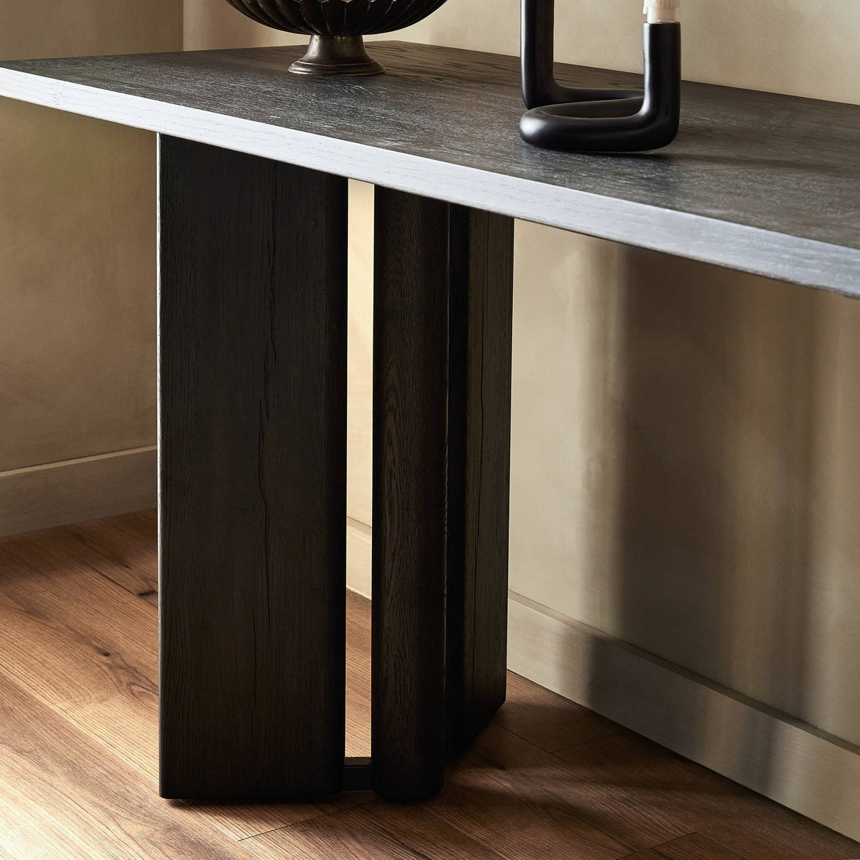 Huxley Console Table in Smoked Black Veneer from Four Hands - Luna Furniture