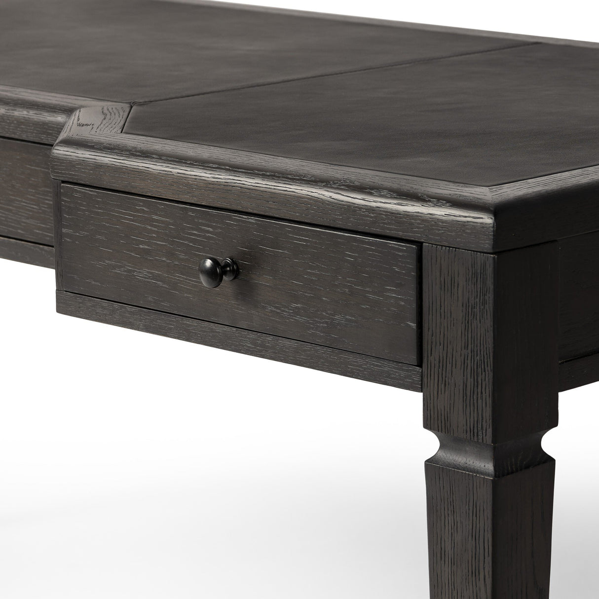 Claude Desk in Distressed Black Oak Veneer from Four Hands - Luna Furniture