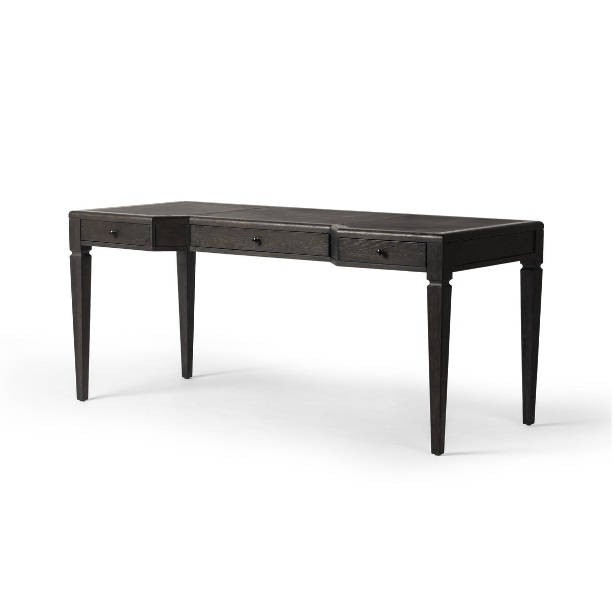 Claude Desk in Distressed Black Oak Veneer from Four Hands - Luna Furniture