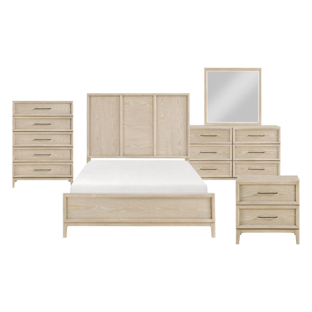 Oakmont Light Brown 5pc Set (QB+NS+DR+MR+CH) from Homelegance - Luna Furniture