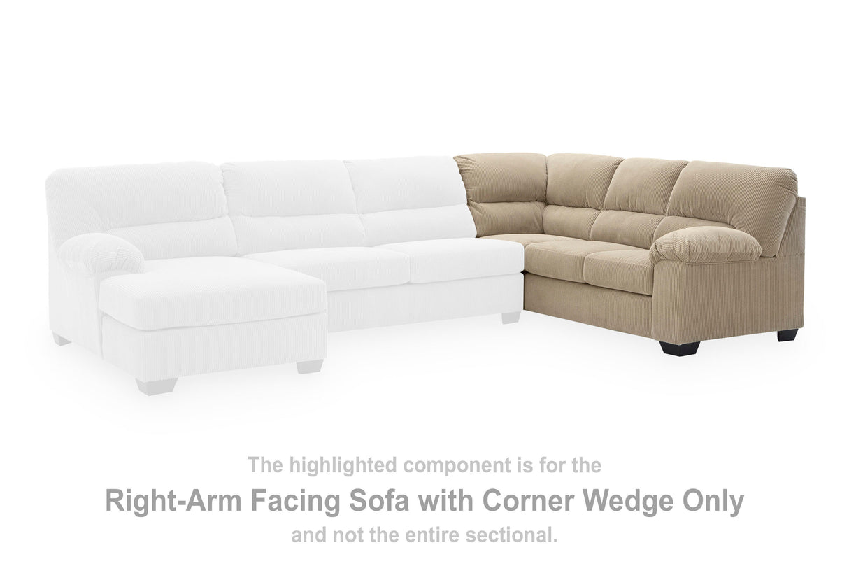 SimpleJoy Sand Right-Arm Facing Sofa with Corner Wedge from Ashley Furniture - Luna Furniture