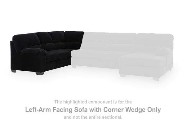 SimpleJoy Onyx Left-Arm Facing Sofa with Corner Wedge