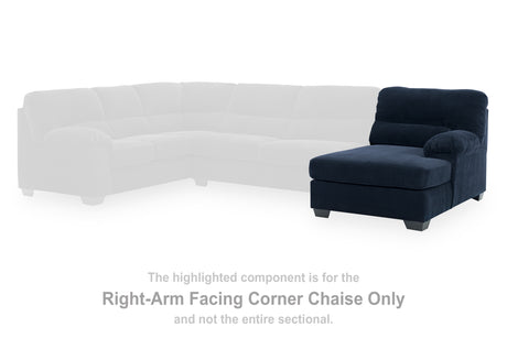 SimpleJoy Navy Right-Arm Facing Corner Chaise from Ashley - Luna Furniture