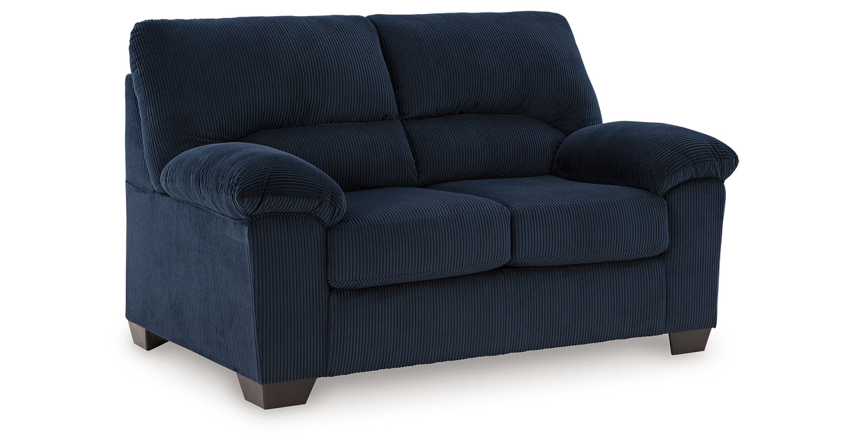 SimpleJoy Navy Loveseat from Ashley - Luna Furniture