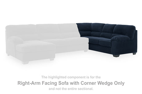 SimpleJoy Navy Right-Arm Facing Sofa with Corner Wedge from Ashley - Luna Furniture