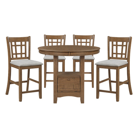 Junipero Brown 5-Piece Round/Oval Counter Height Set from Homelegance - Luna Furniture