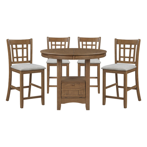 Junipero Brown 5-Piece Round/Oval Counter Height Set