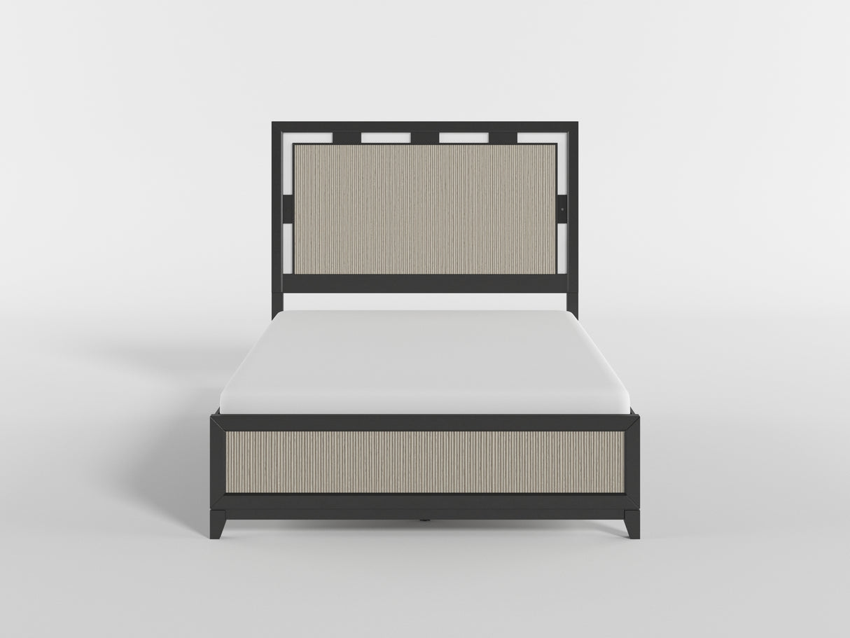 Garrison Charcoal/Gray Queen LED Panel Bed from Homelegance - Luna Furniture