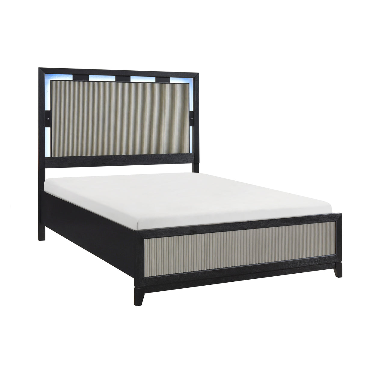 Garrison Charcoal/Gray Queen LED Panel Bed from Homelegance - Luna Furniture