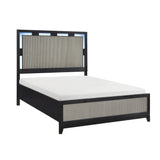 Garrison Charcoal/Gray Queen LED Panel Bed from Homelegance - Luna Furniture