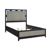 Garrison Charcoal/Gray Queen LED Panel Bed from Homelegance - Luna Furniture