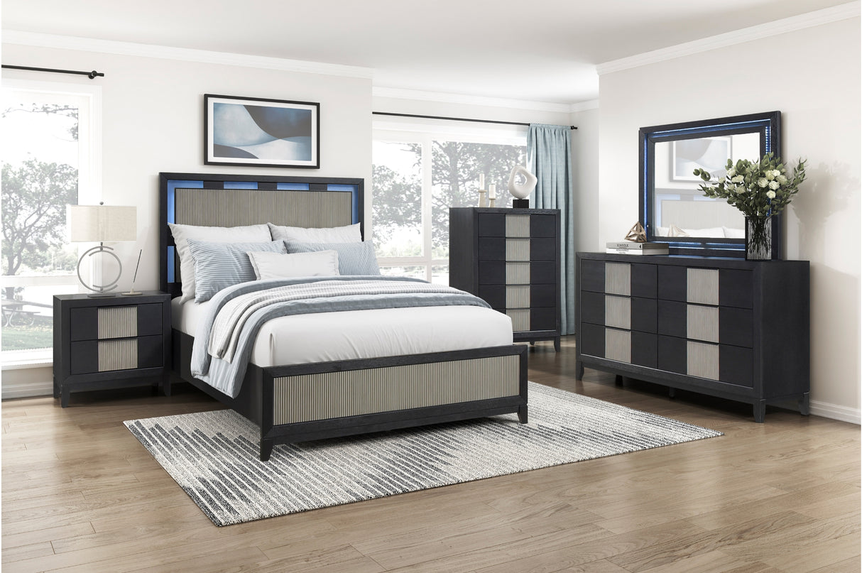 Garrison Charcoal/Gray LED Panel Bedroom Set from Homelegance - Luna Furniture