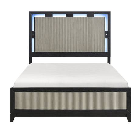 Garrison Charcoal/Gray King LED Panel Bed from Homelegance - Luna Furniture