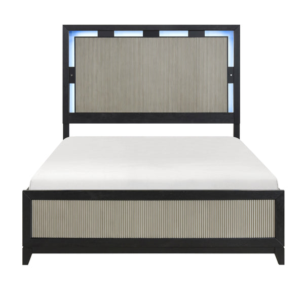 Garrison Charcoal/Gray King LED Panel Bed