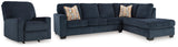 Aviemore Ink 2-Piece Sectional with Chaise and Rocker Recliner from Ashley - Luna Furniture
