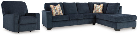 Aviemore Ink 2-Piece Sectional with Chaise and Rocker Recliner from Ashley - Luna Furniture