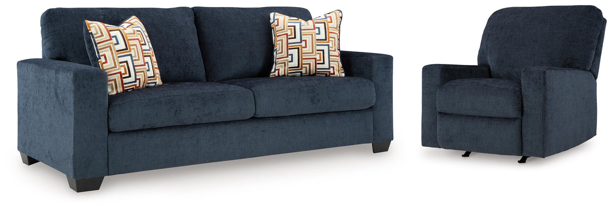 Aviemore Ink 2-Piece Sectional with Chaise and Rocker Recliner from Ashley - Luna Furniture
