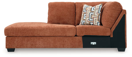 Aviemore Spice LAF Sectional with Ottoman and Recliner from Ashley Furniture - Luna Furniture
