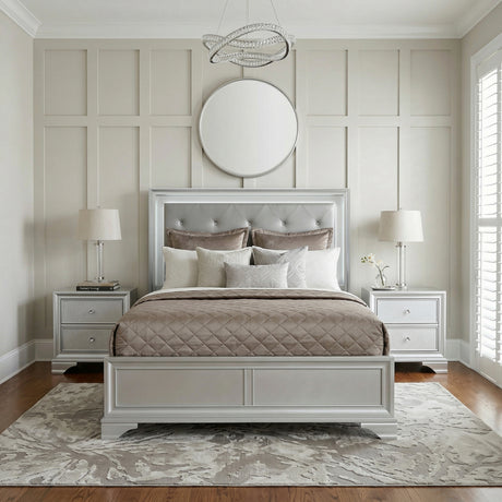 Anatole Metallic Silver Eastern King Bed from Homelegance - Luna Furniture