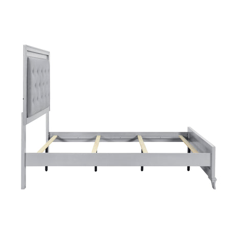 Anatole Metallic Silver Eastern King Bed from Homelegance - Luna Furniture