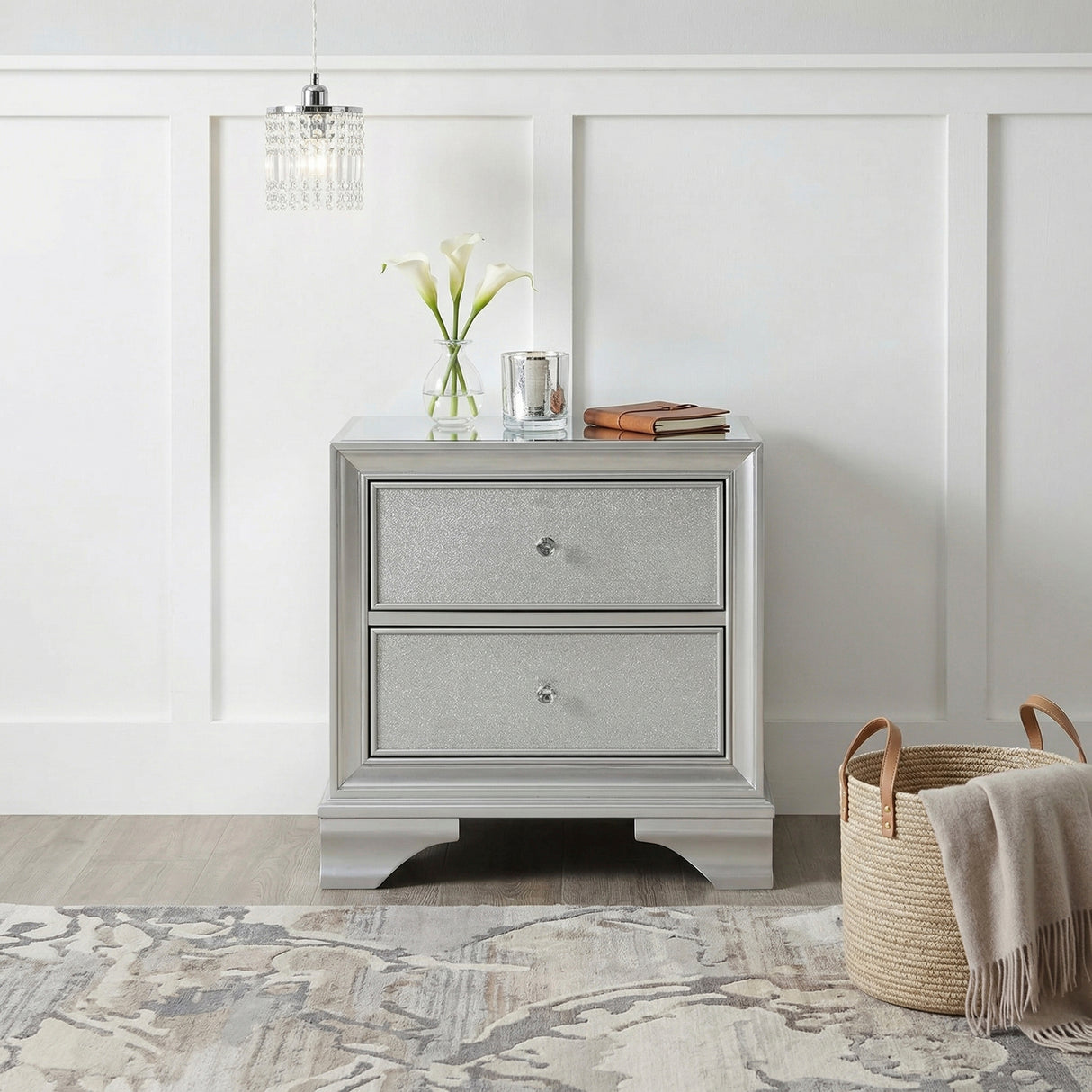 Anatole Metallic Silver Nightstand from Homelegance - Luna Furniture