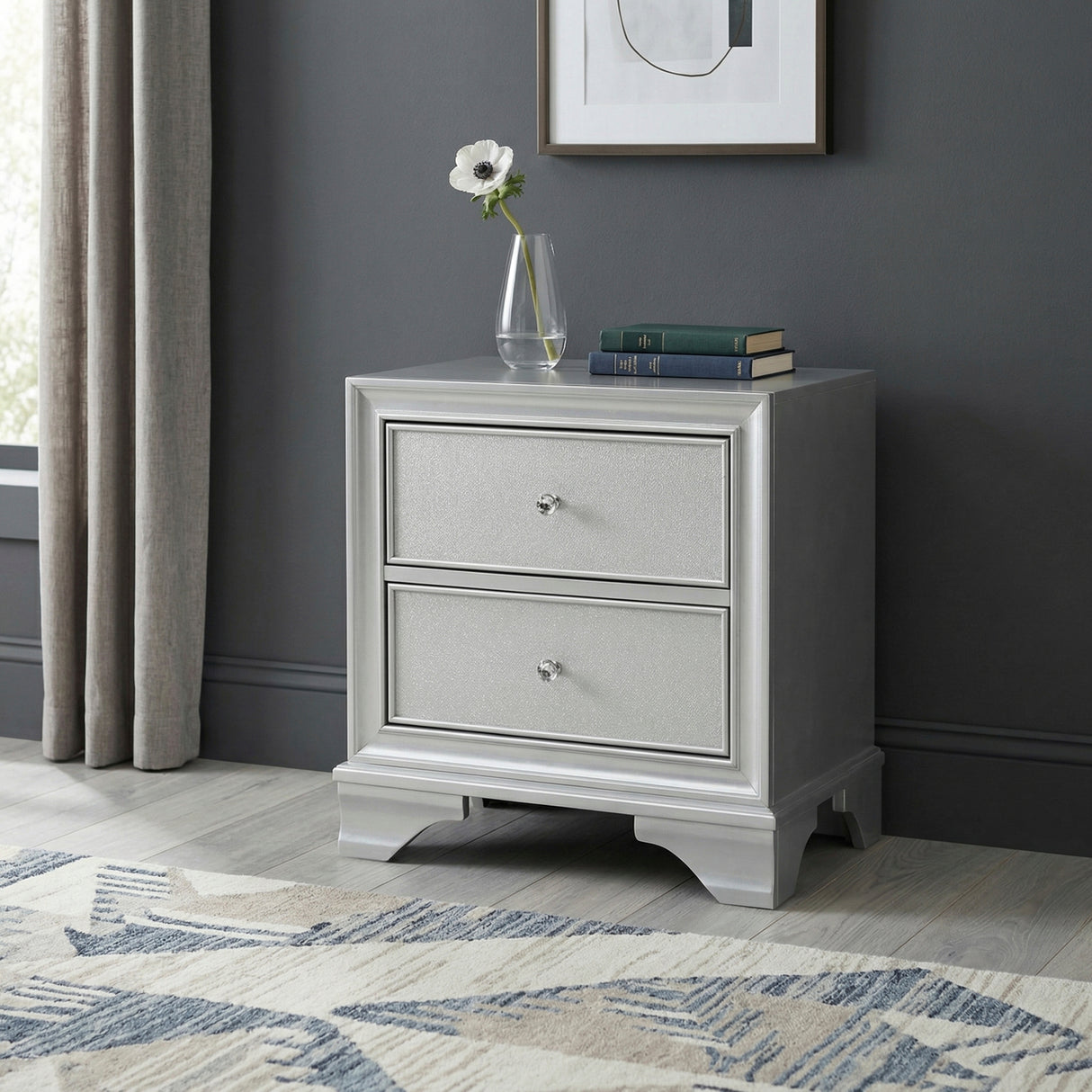 Anatole Metallic Silver Nightstand from Homelegance - Luna Furniture