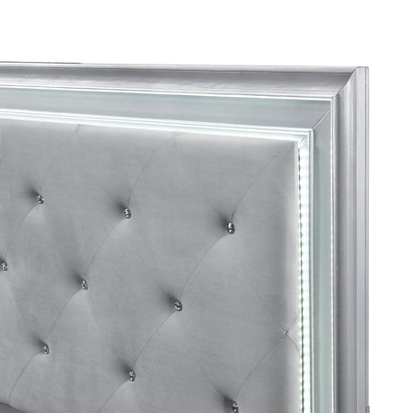 Anatole Metallic Silver Led Panel Queen Bed from Homelegance - Luna Furniture