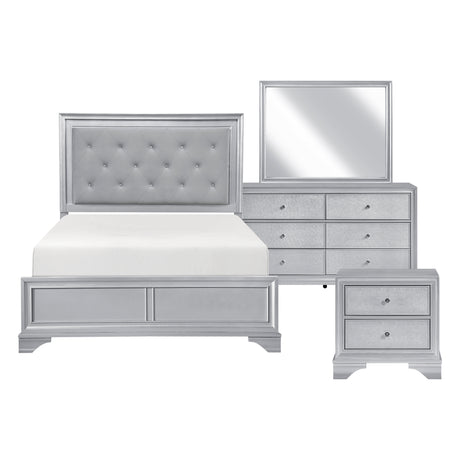 Anatole Metallic Silver 4pc Set (QB+NS+DR+MR) from Homelegance - Luna Furniture