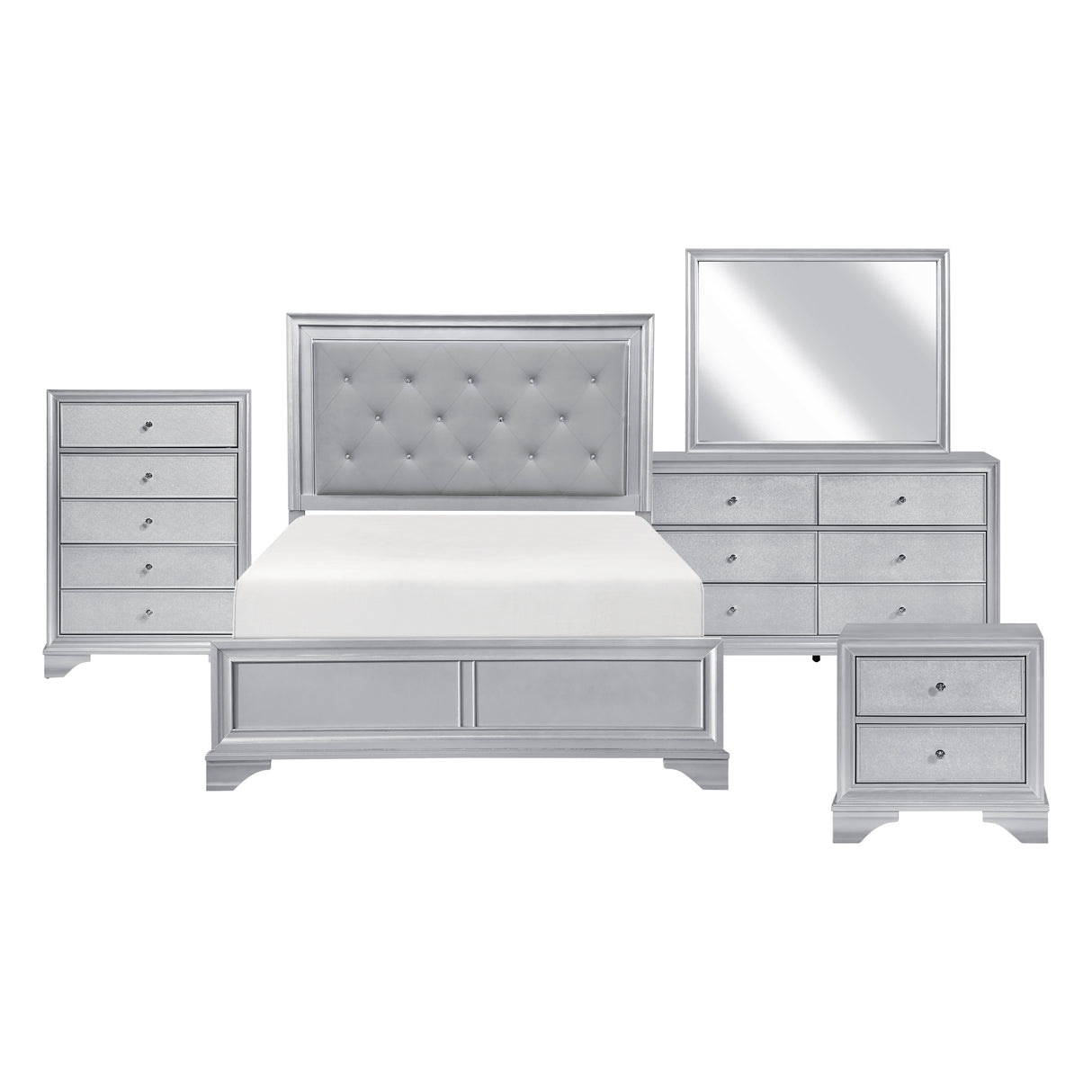 Anatole Metallic Silver 5pc Set (QB+NS+DR+MR+CH) from Homelegance - Luna Furniture