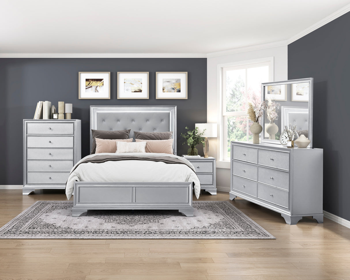 Anatole Metallic Silver Eastern King Bed from Homelegance - Luna Furniture