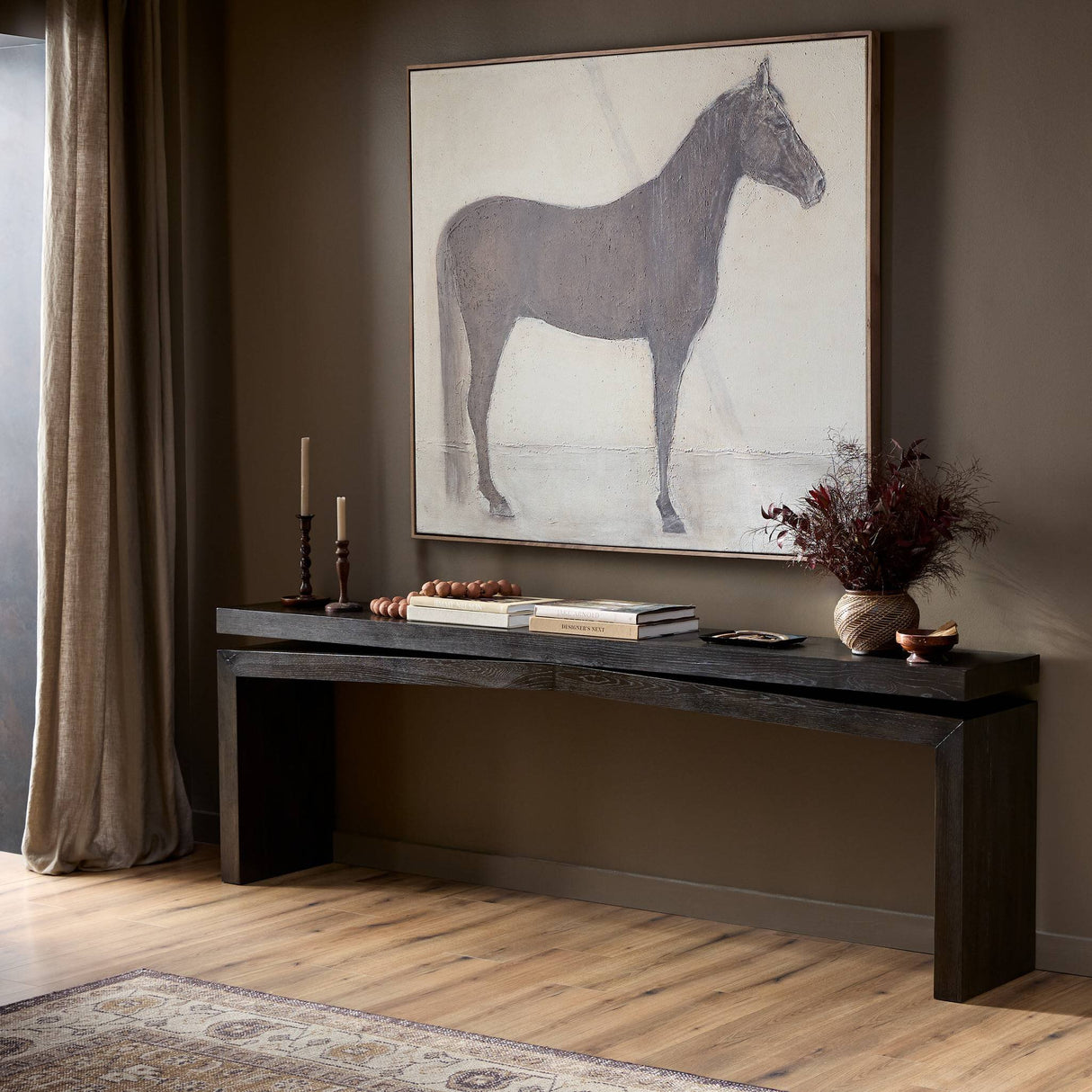 Matthes Console Table - 94" in Smoked Black Veneer from Four Hands - Luna Furniture