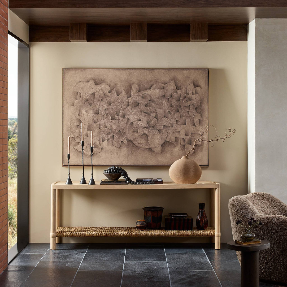 Gabriella Console Table in Light Natural Sungkai Veneer from Four Hands - Luna Furniture