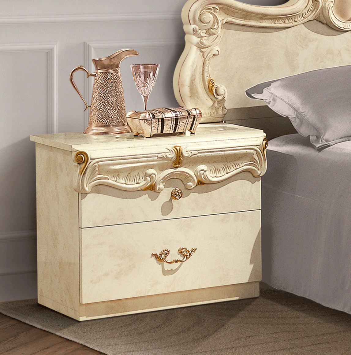 Barocco Nightstand Ivory from ESF Furniture - Luna Furniture