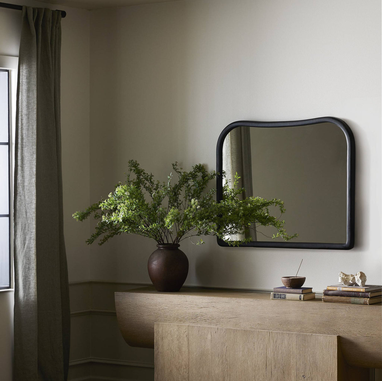 Patz Mantel Mirror in Black Antique from Four Hands - Luna Furniture