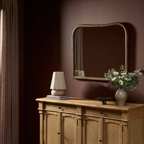 Patz Mantel Mirror in Antiqued Brass Aluminum from Four Hands - Luna Furniture
