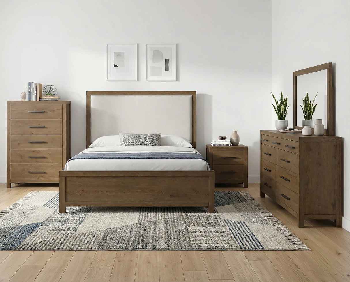 Matisse Brown King Panel Upholstered Bed from Homelegance - Luna Furniture