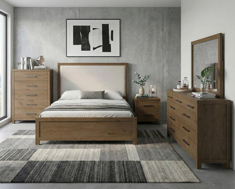 Matisse Brown King Panel Upholstered Bed from Homelegance - Luna Furniture