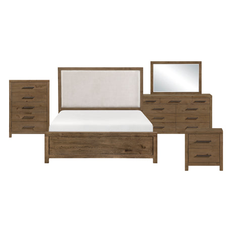 Matisse Brown 5-Piece Queen Panel Upholstered Bedroom Set from Homelegance - Luna Furniture