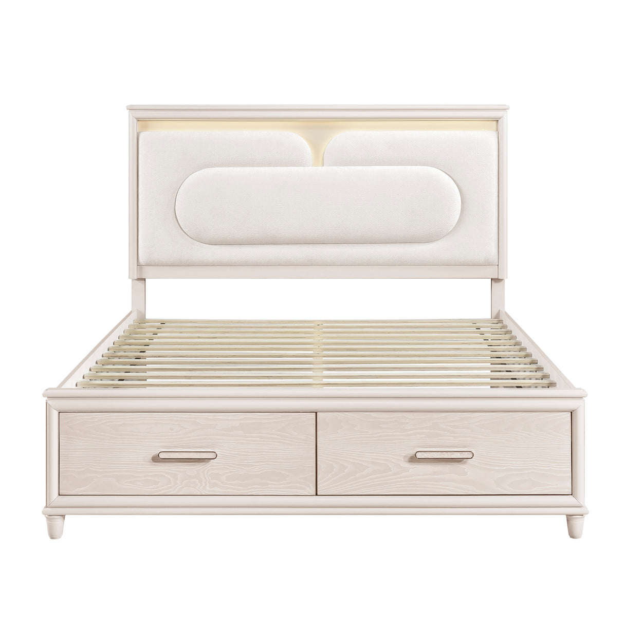 Lunaris Beige Queen Platform Bed with Footboard Storage from Homelegance - Luna Furniture