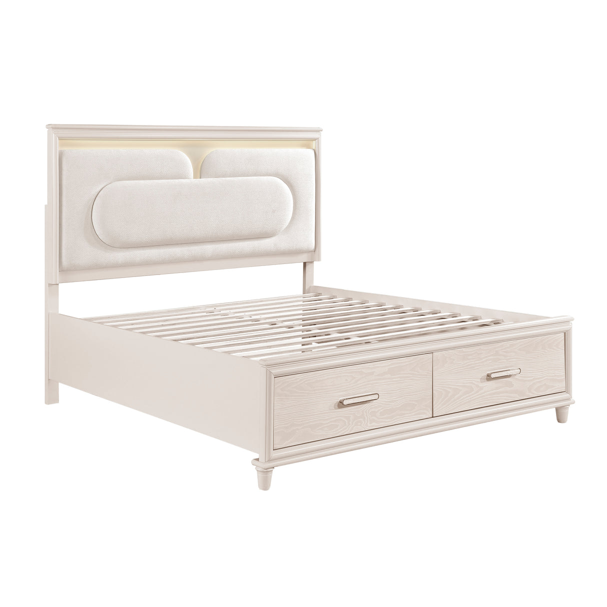 Lunaris Beige Queen Platform Bed with Footboard Storage from Homelegance - Luna Furniture