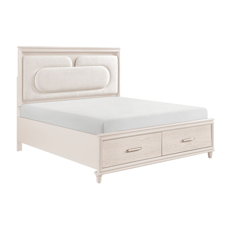 Lunaris Beige Queen Platform Bed with Footboard Storage from Homelegance - Luna Furniture