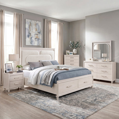 Lunaris Beige Queen Platform Bed with Footboard Storage from Homelegance - Luna Furniture