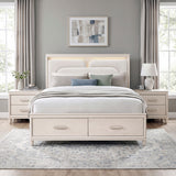 Lunaris Beige King Platform Bed with Footboard Storage from Homelegance - Luna Furniture
