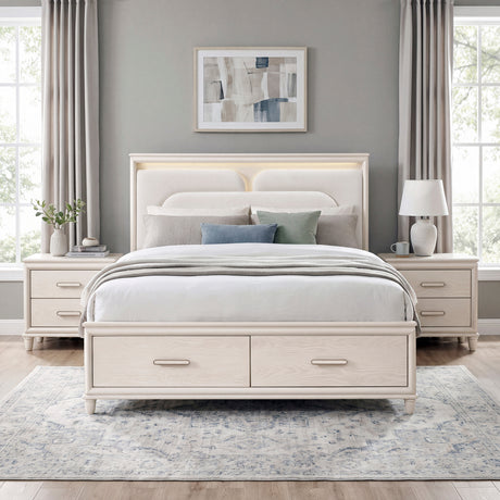Lunaris Beige King Platform Bed with Footboard Storage from Homelegance - Luna Furniture