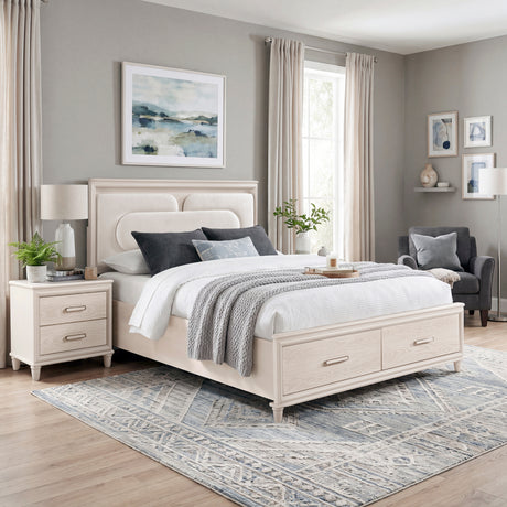 Lunaris Beige Queen Platform Bed with Footboard Storage from Homelegance - Luna Furniture