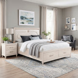 Lunaris Beige King Platform Bed with Footboard Storage from Homelegance - Luna Furniture