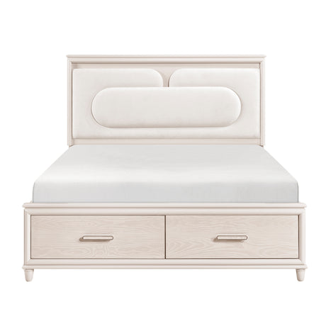 Lunaris Beige King Platform Bed with Footboard Storage from Homelegance - Luna Furniture