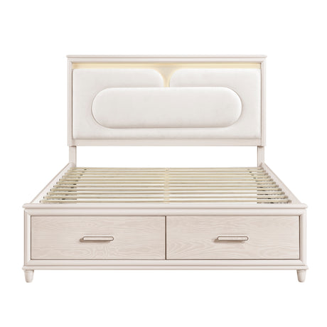 Lunaris Beige King Platform Bed with Footboard Storage from Homelegance - Luna Furniture
