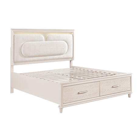Lunaris Beige King Platform Bed with Footboard Storage from Homelegance - Luna Furniture