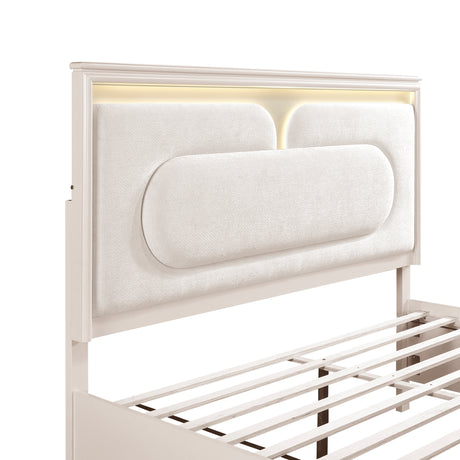 Lunaris Beige King Platform Bed with Footboard Storage from Homelegance - Luna Furniture